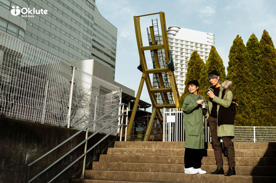 Visitors viewing an unusual example of modern architecture